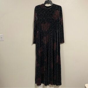 Reverse Dress Women’s Size Large Gunmetal Gray Pink Burnout Velvet Maxi Dress